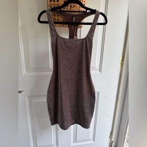 SKIMS Shimmering Brown Mini Dress